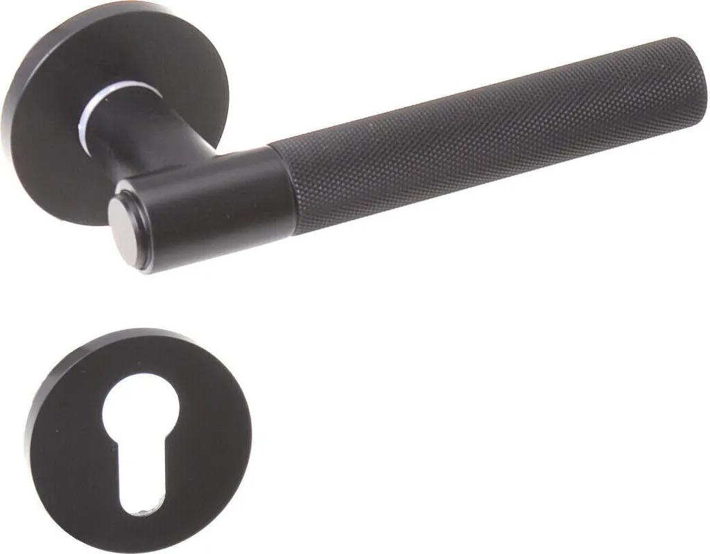Poignée de porte noire pour rénovation intérieure et cylindre PZ