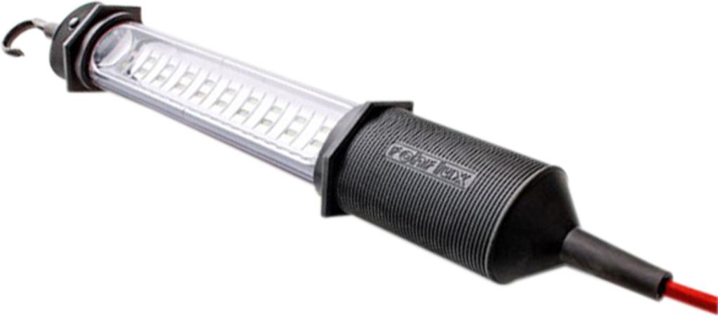 A product shot of a work light on a white background.