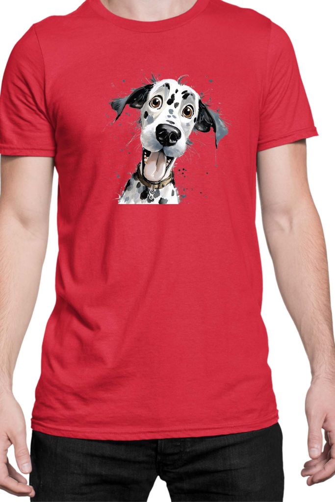 Herren T-Shirt Funny Dogs Breeds Dalmatian Dog Breed, Man S / Rot