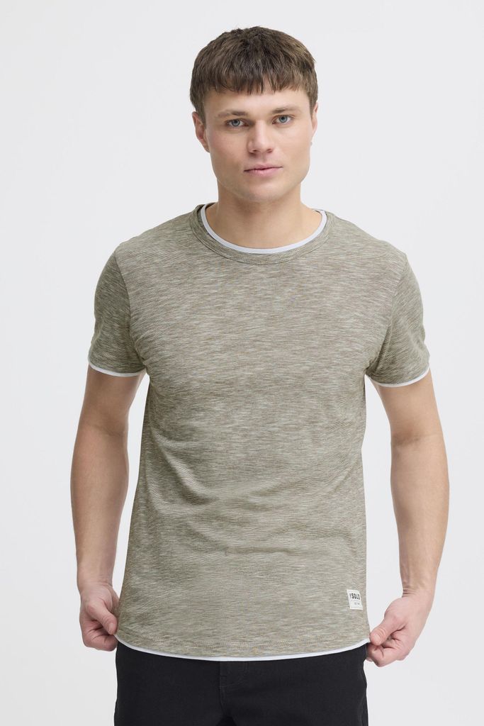 SOLID SDRigos Herren T-Shirt Kurzarm Shirt mit Rundhals-Ausschnitt im Double-Layer-Look 100% Baumwolle Regular fit