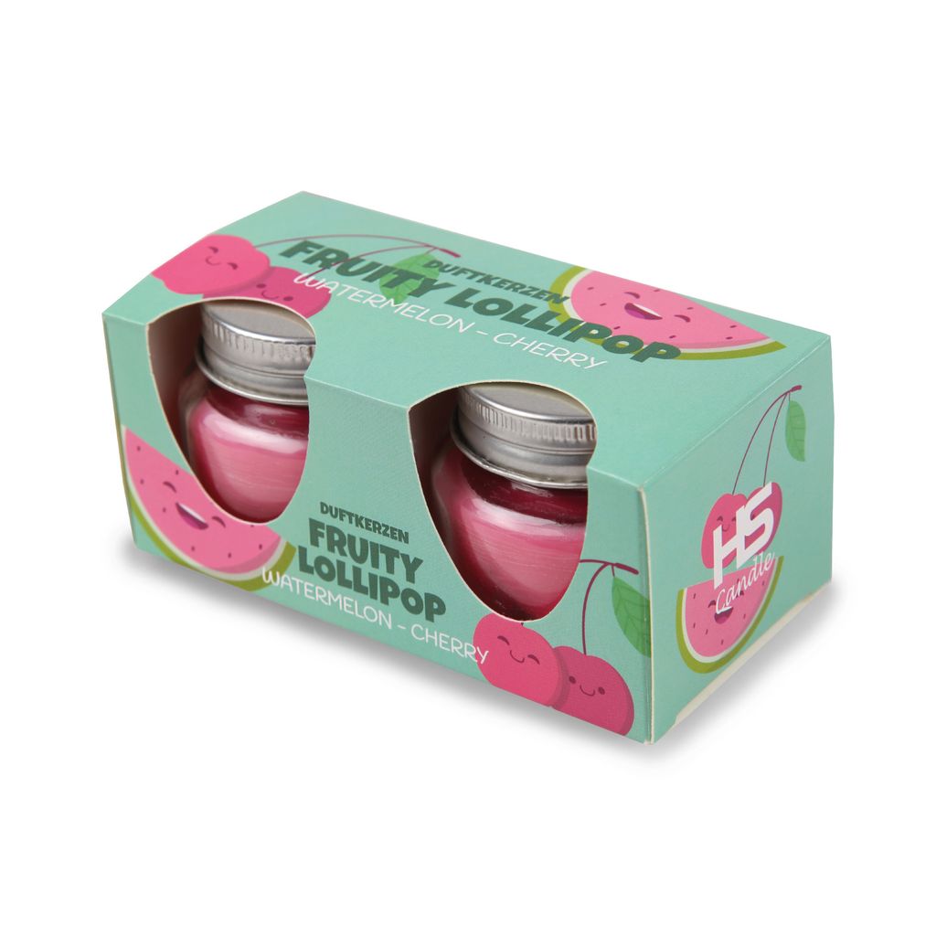 Duftkerze "Fruity Lollipop" im Glas mit Deckel, 2er Pack Produktbild 