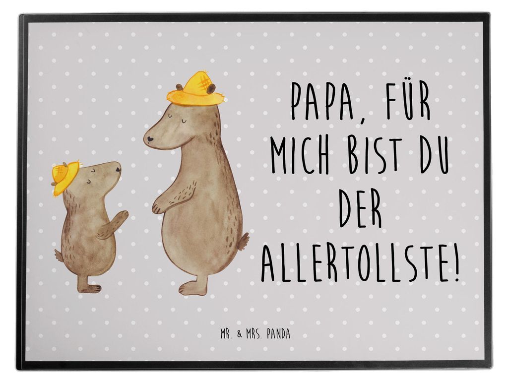 Mr. & Mrs. Panda schreibtischunterlage Bären mit Hut - Grau Pastell - Geschenk, schreibtischunterlagen, Vatertag, tischauflagen, Schreibunterlage,...