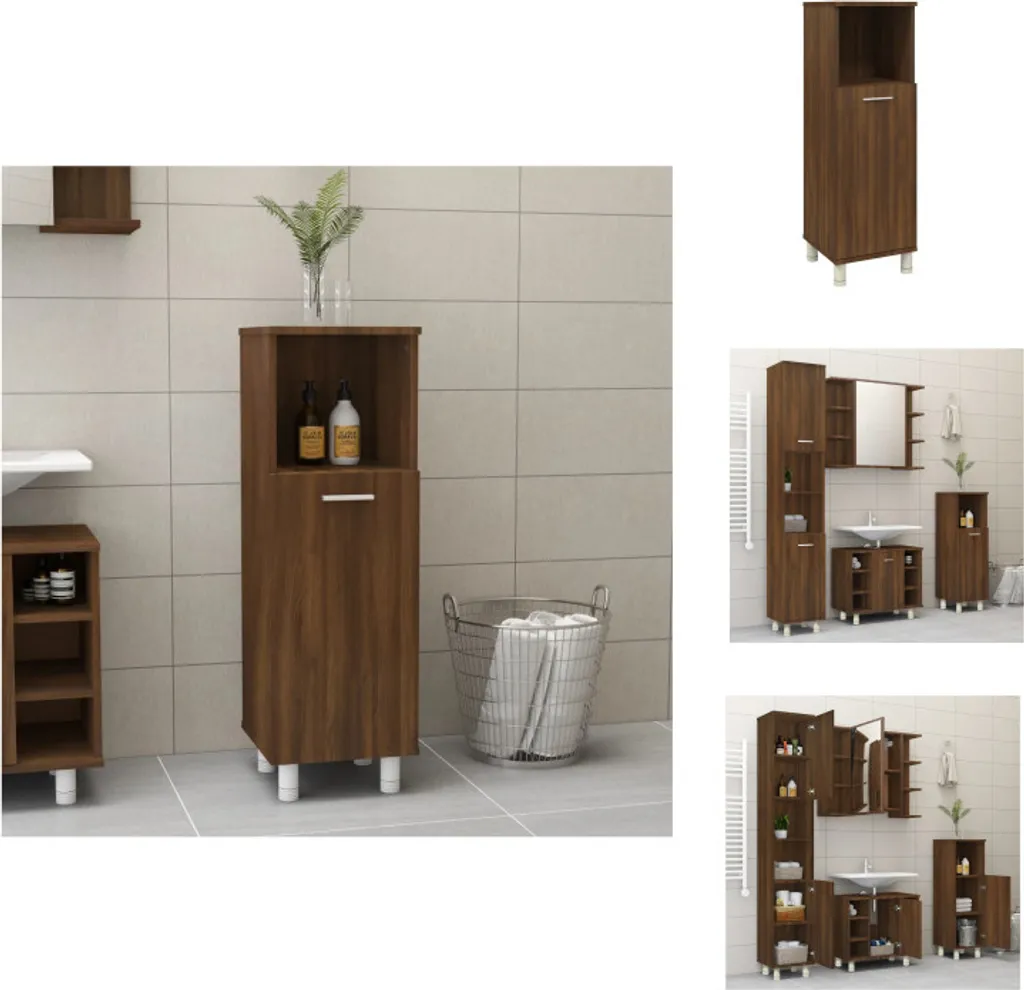 Rangement salle de bain étroit marron chêne pour gagner de la place
