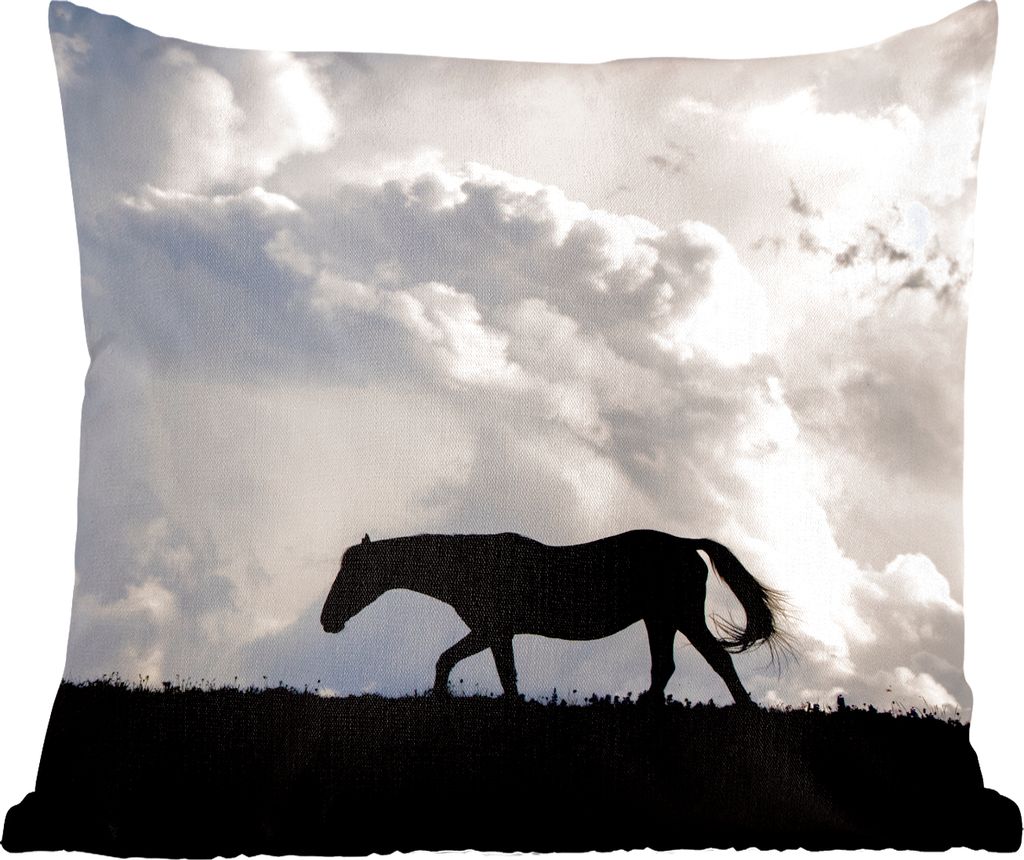 MuchoWow Zierkissen Sofakissen Wohnzimmer Dekokissen 60x60 cm Pferd - Wolken - Schatten - Sitzfläche - Foto Polster