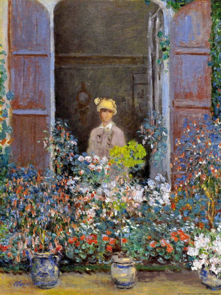 Claude Monet Kunstdruck Bild - Camille Monet Am Fenster, Argenteuil, 1873 (80 x 60 cm)