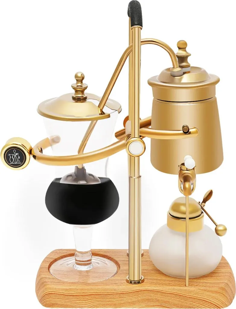 Balance-Siphon Kaffeebereiter - Manuell - 400 ml - Borosilikatglas & Edelstahl - 23,5×12×38 cm - 3 kg - Gold
