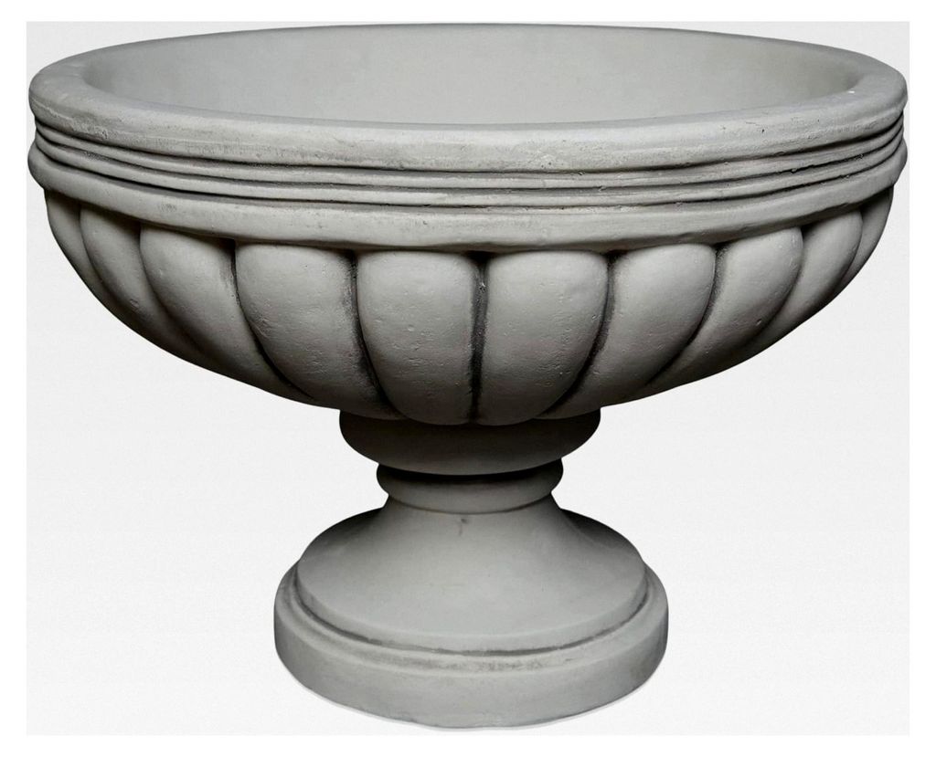 Klassische Pflanzschale aus Steinguss, H. 40 cm, 25 Liter, 44 kg, Grau, frostsicher für den Außenbereich