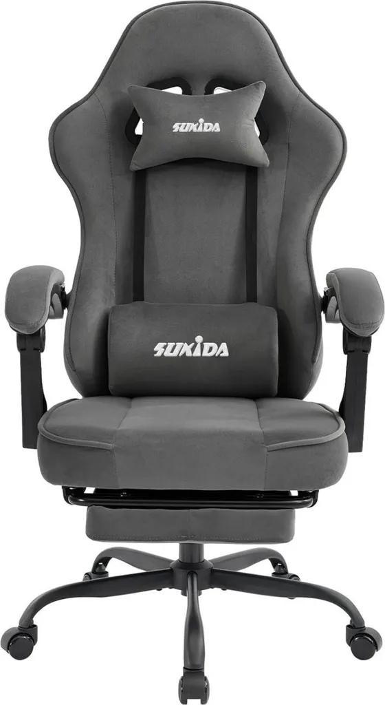Chaise de course gamer avec repose-pieds et soutien lombaire