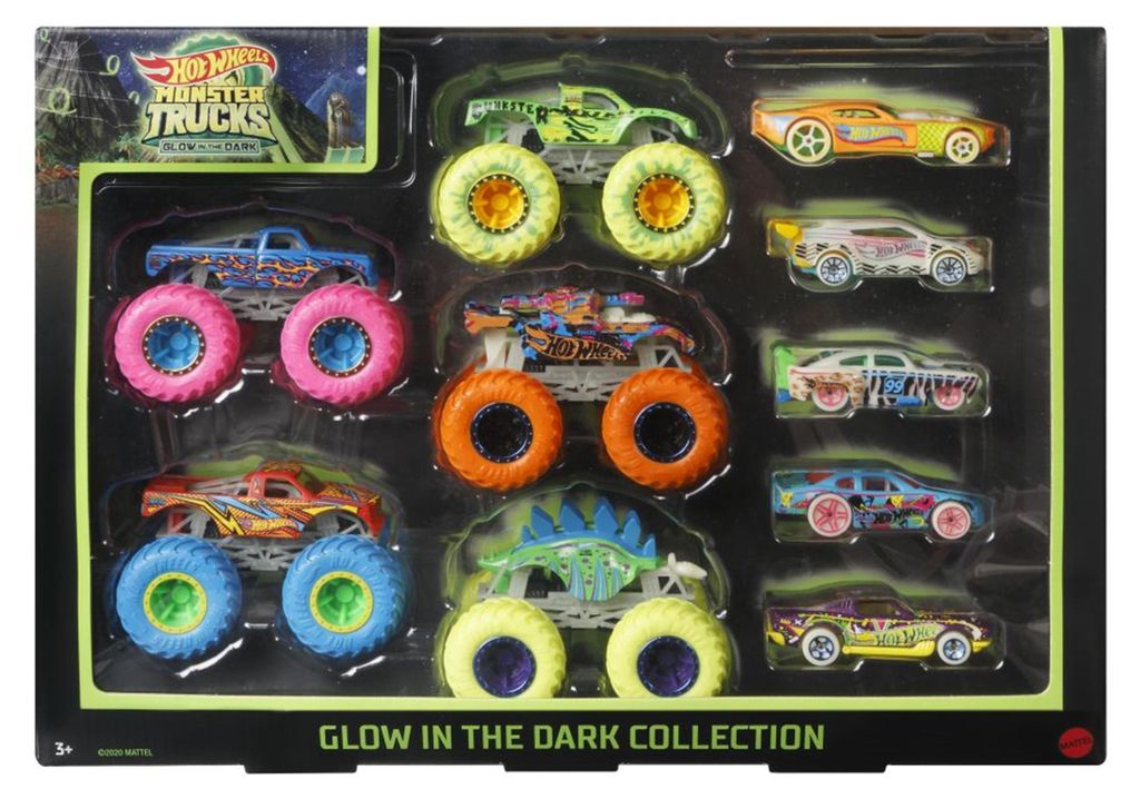 Hw Monster Trucks Glow In The Dark English & Truck Asst Image du produit 