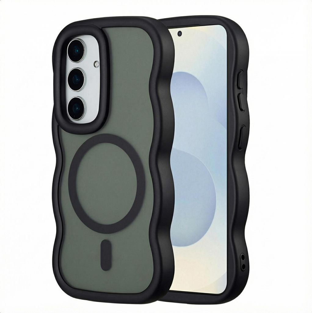 Selencia Wavy Backcover mit MagSafe Samsung Galaxy S25 / S24 - Schwarz