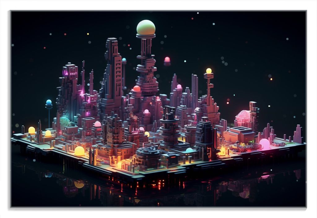 Wallario Frühstücksbrettchen aus Glas 20 x 30 cm mit rutschfesten Füßen, Motiv Pixel-Metropole