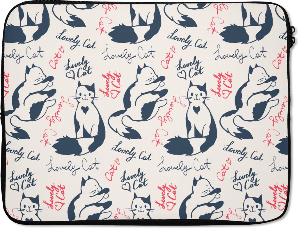MuchoWow Laptop Hülle 17 Zoll Laptoptasche Muster - Katze - Zitat - Rosa - Mädchen - Kinder - Kinder - Zipper - Schutzabdeckung