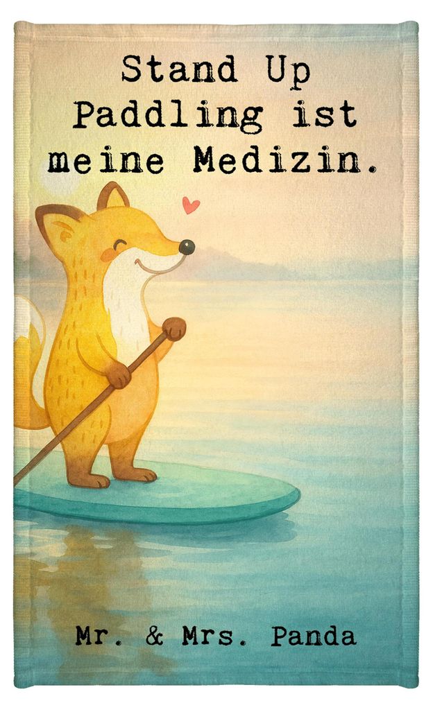 Mr. & Mrs. Panda Handtuch Fuchs Stand Up Paddling Design - Weiß - Geschenk, SUB, Gästetuch, Paddle Boarding, Subben, Frotteetuch, gäste wc, Klein