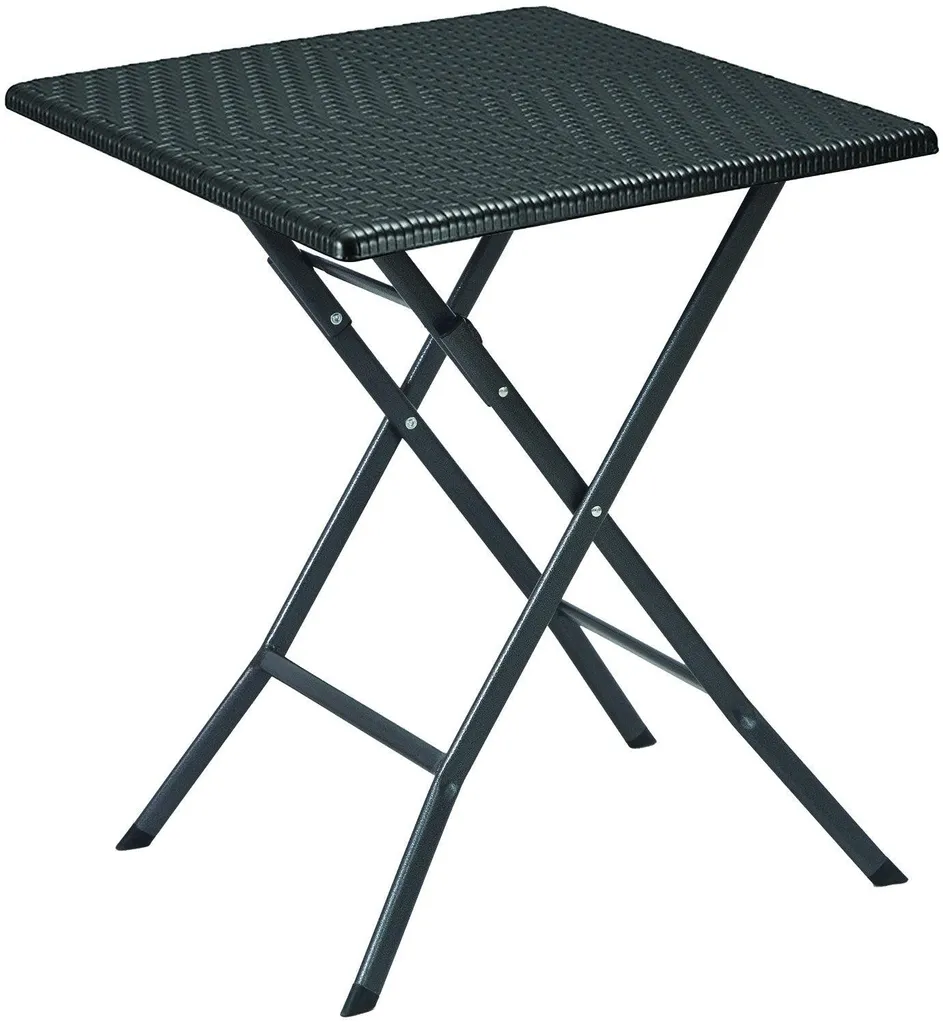 Table pliante d'appoint en polyrattan et acier Levante résistante UV