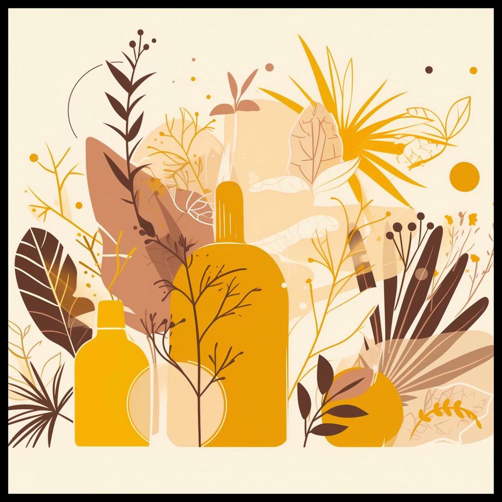 Plakat 90x90cm Goldene Pflanzen