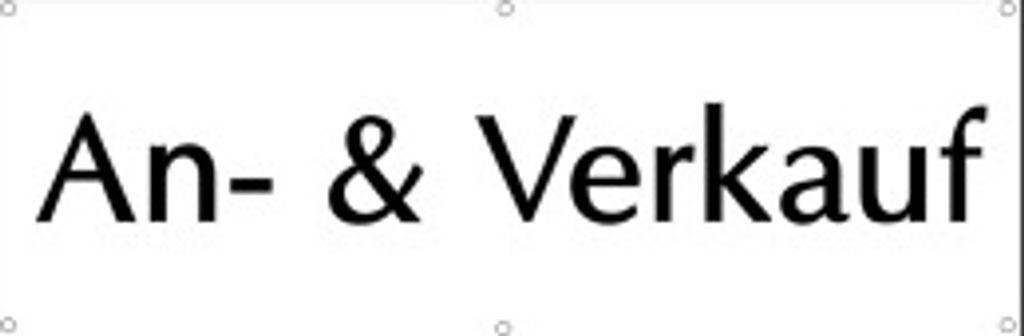 Werbeplane / Gerüstplane - p002 - An und Verkauf - NEU - 150cm x 50 cm - für Baustelle, Garten, Zaun oder Veranstaltung