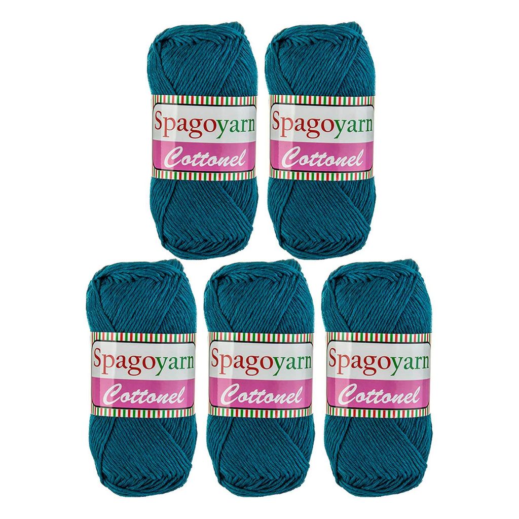 Strickgarn Baumwolleel Uni 5 x 100g Häkelgarn Strickwolle Handstrickgarn Farbwahl, Farbe:petrol