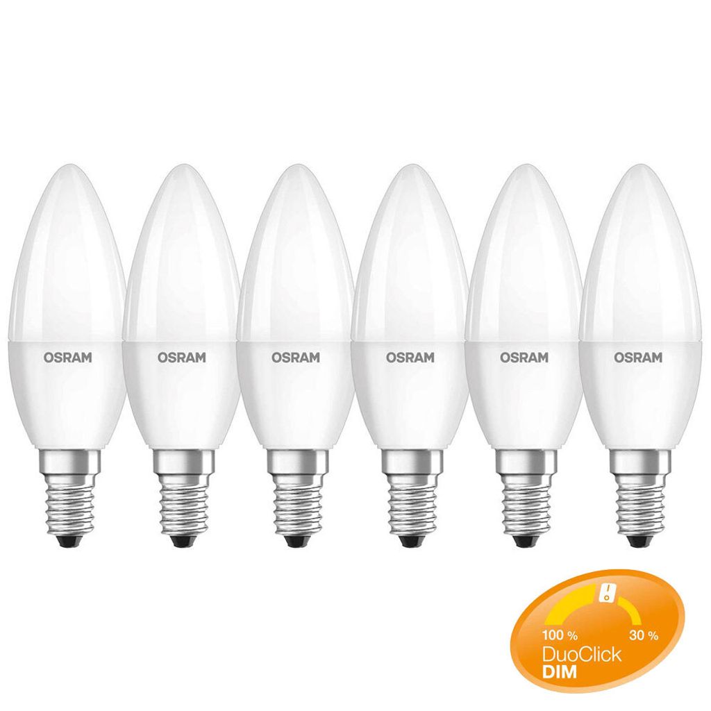 6 x Osram LED Leuchtmittel Kerzenform 5,5W = 40W E14 matt Produktbild 