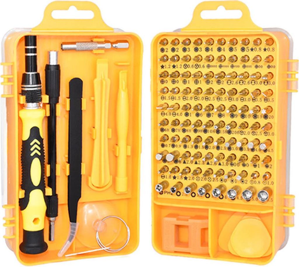 115-in-1-Schraubendreher-Set, multifunktionales Werkzeug zur Reparatur und Demontage von Uhren und Handys, gelb