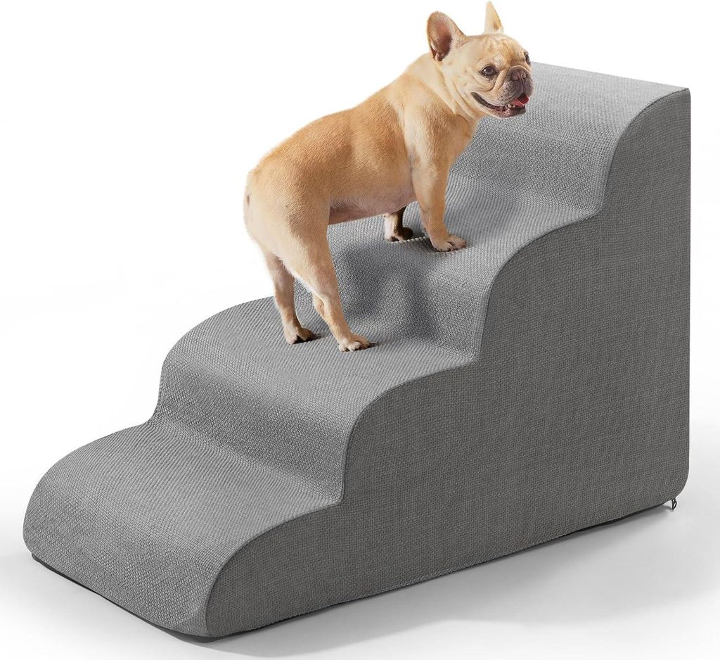 Extra breite stabile Hundetreppe 30D für hohe Betten - 4-stufige rutschfeste Haustiertreppe für kleine, mittelgroße und große Hunde