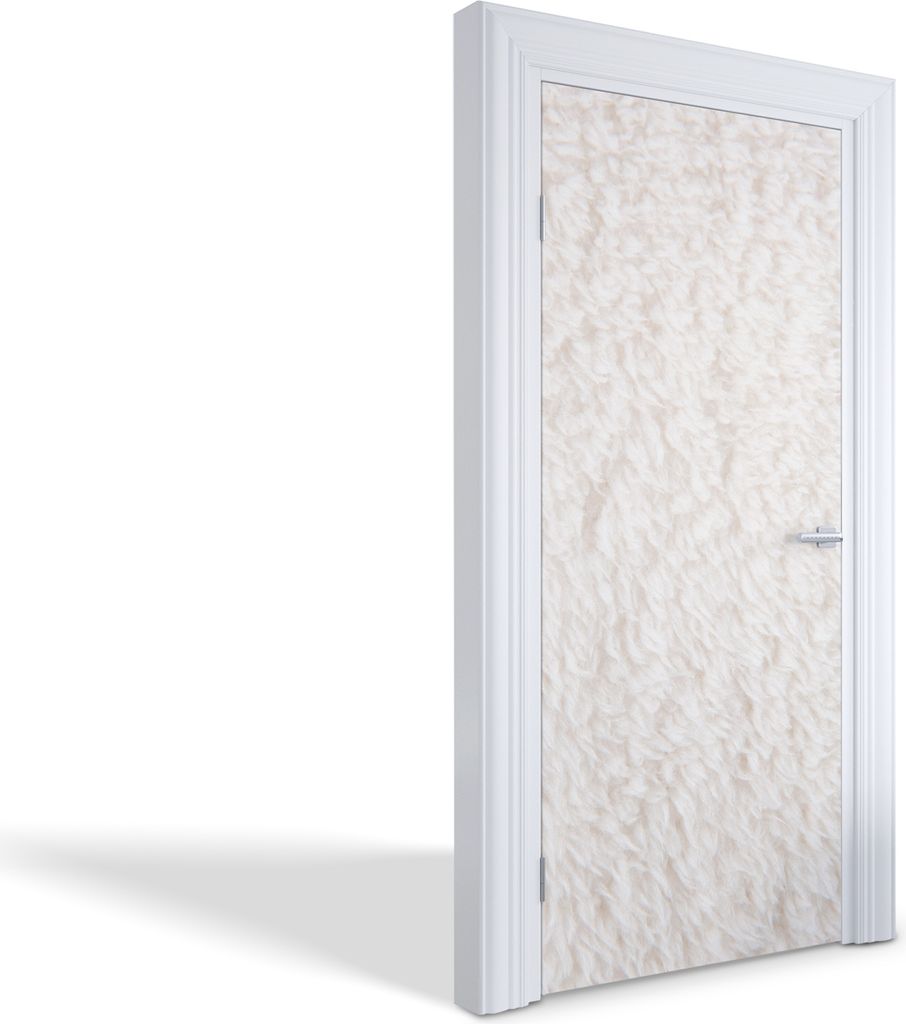 Türdeko Aufkleber Selbstklebende Wandsticker Personalisiert - Weiße Fellstruktur - 95 x 205 cm