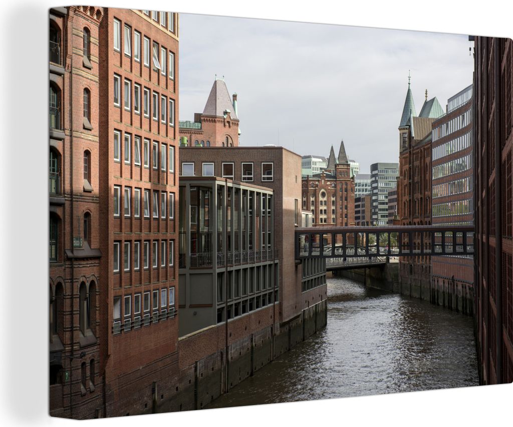 OneMillionCanvasses - Leinwandbilder - 140x90 cm, Fluss - Hamburg - Stadt, Wandbilder Kunstdruck Wanddekoration - Foto auf Leinwand - Gemälde au...