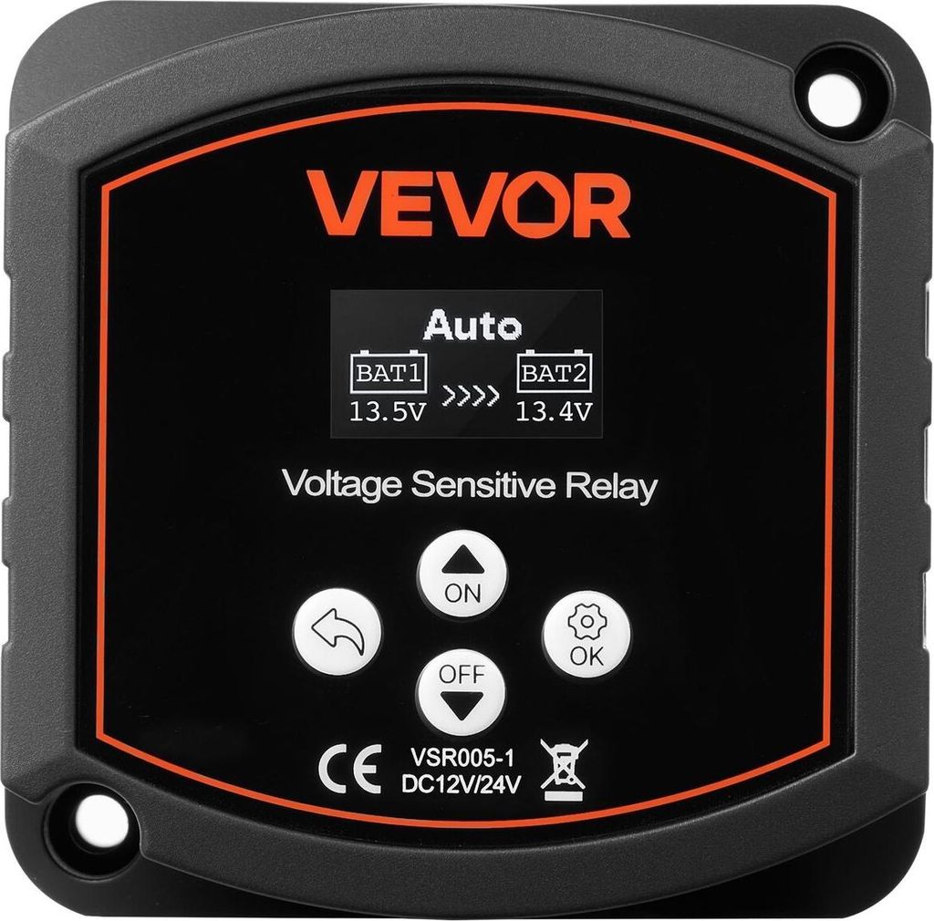 Dual Battery Isolator Kit, 12V 300 Amp, Manual and Automatic VSR Voltage Sensitive Relay with Voltmeter, LCD Screen, Smart Battery Isolator, Compat...