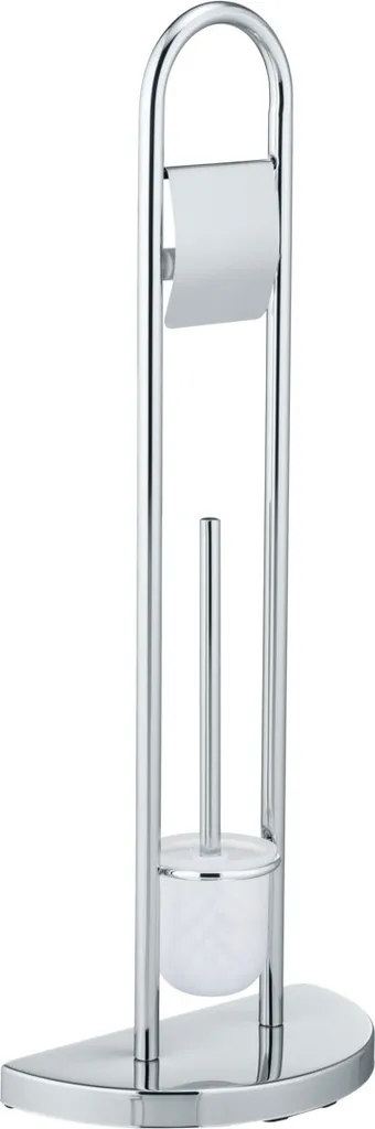 WENKO Garniture de WC sur pied chromé avec brosse et porte-rouleau papier