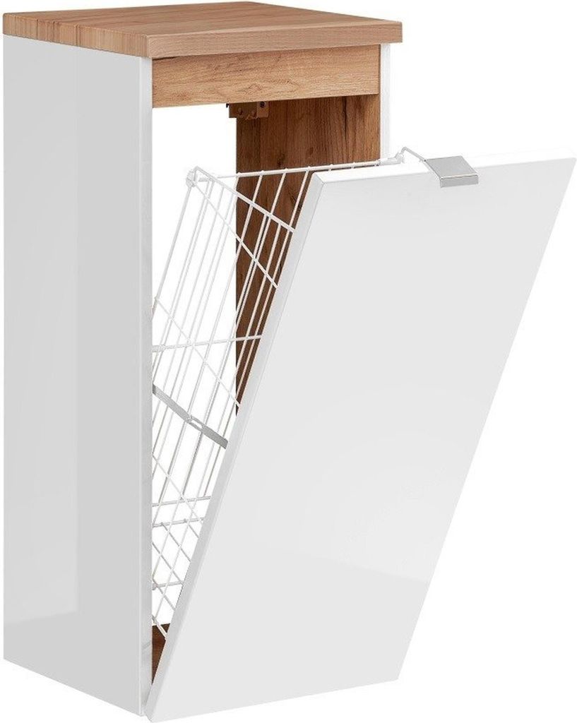 Hängesäule April 1 Tür, Weiß und Holzoptik Produktbild 2