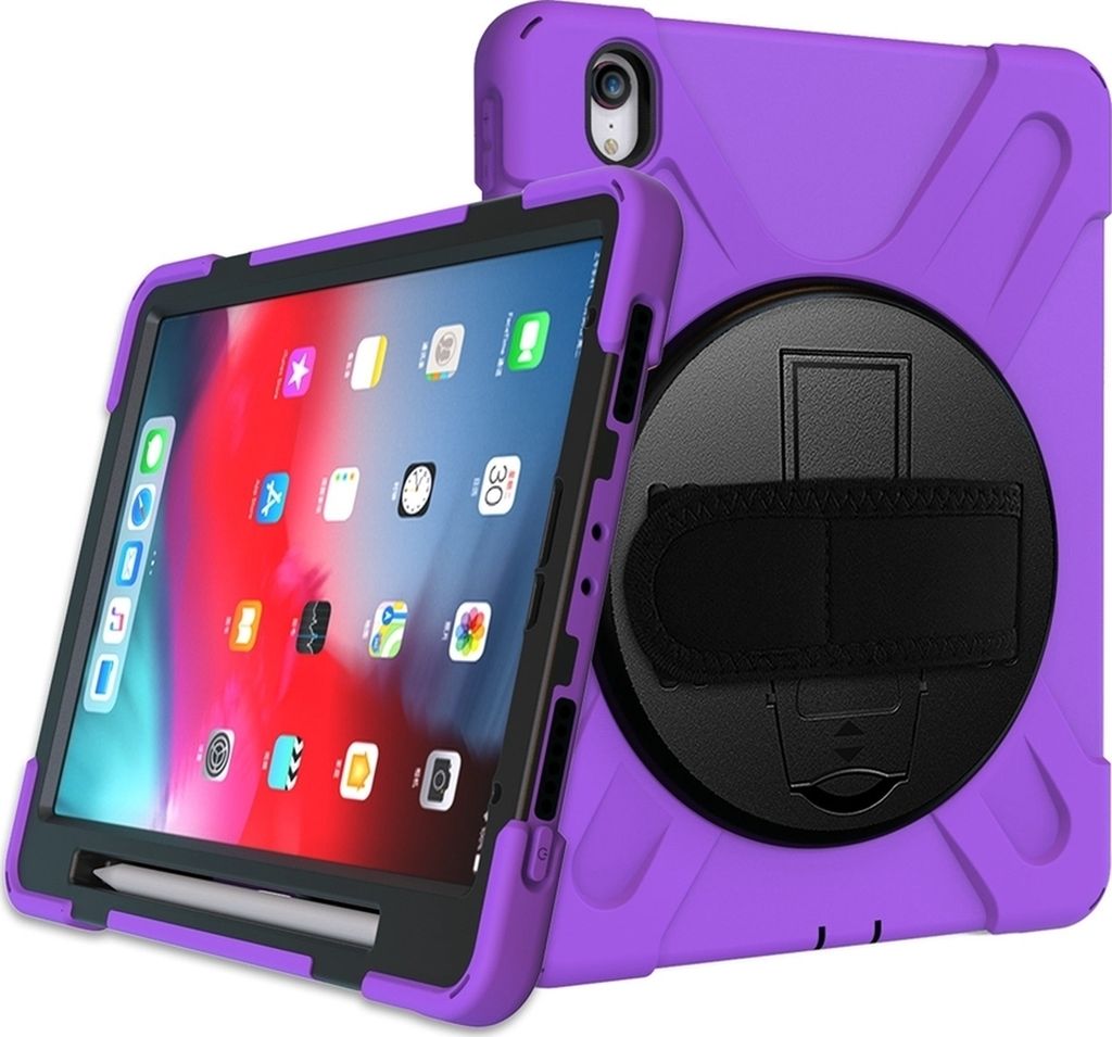 Mobigear SureGrip XGuard iPad Pro 11 Zoll (2025) Hülle Kunststoff,Silikon Backcover + Stifthalter + Schulterträger + Ständer - Lila