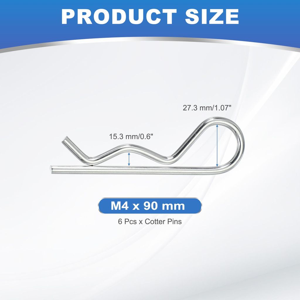 M4 x 90 mm Splintbolzen-Sortiment-Set, 6 Stš¹ck Schwerlast-R-Clips-Hardware-Bolzen aus Kohlenstoffstahl Federschnellverschlš¹sse Anh?ngersperre...