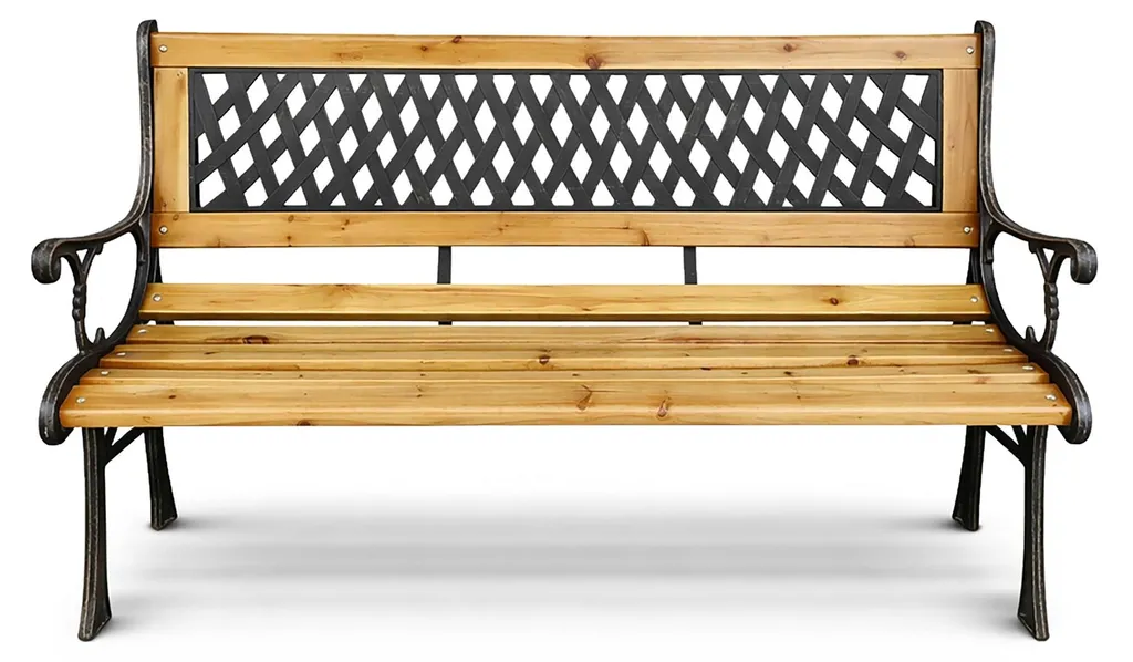 Banc de Jardin 125cm en Bois Naturel Mirt Brun - Structure Ergonomique - 2