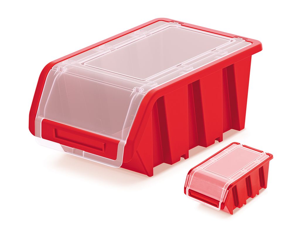 50 x Stapelbox Stapelkiste Sortierbox Box mit Deckel 160x230x120 mm Rot 