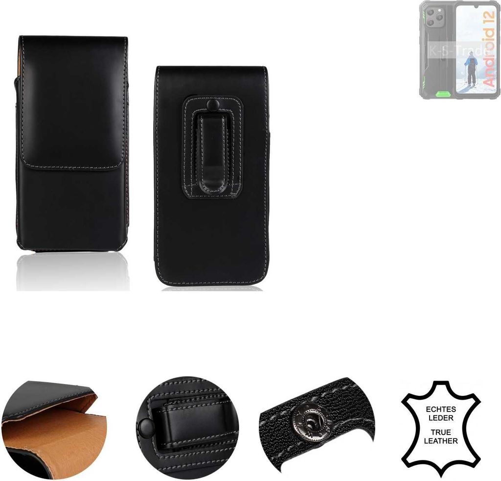 K-S-Trade Holster Gürteltasche Handy Hülle Schutzhülle kompatibel mit Blackview BV5300 Handyhülle Leder schwarz, 1x