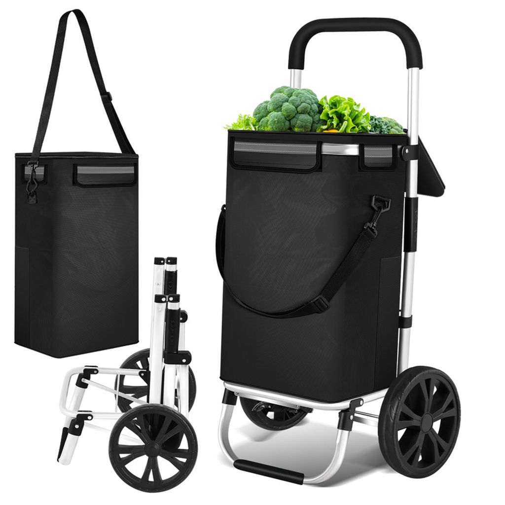 TolleTour Einkaufstrolley Einkaufswagen klappbar mit Robuste Einkaufstasche Einkaufshilfe 2in1 40L bis 40 kg