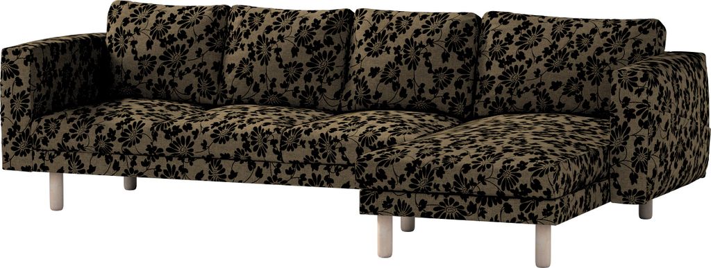 Dekoria Bezug für Norsborg 4-Sitzer Sofa mit Recamiere, beige-schwarz, Norsborg Bezug für 4-Sitzer Sofa mit Recamiere