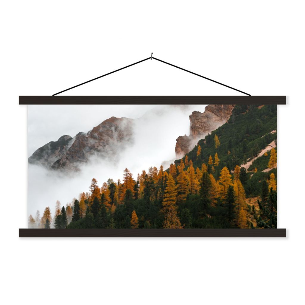 MuchoWow Textilposter Kiefer - Herbst - Berg - Landschaft 60x30 cm mit schwarzem Rahmen - Textilien