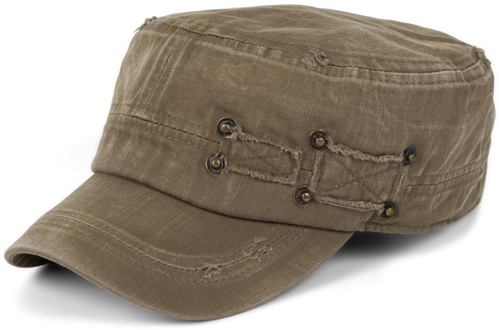 styleBREAKER Uni Military Cap im Destroyed Vintage Look | Produktbild 