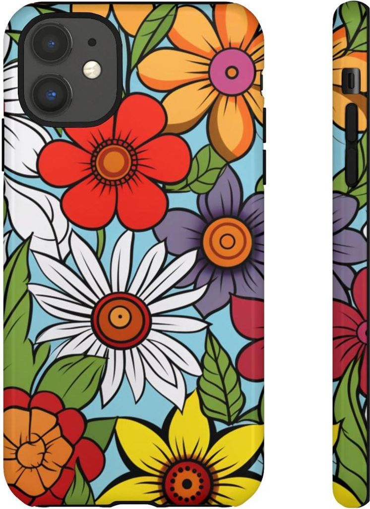 Farbenfrohes Blumenmuster – Hülle Kompatibel mit iPhone 11