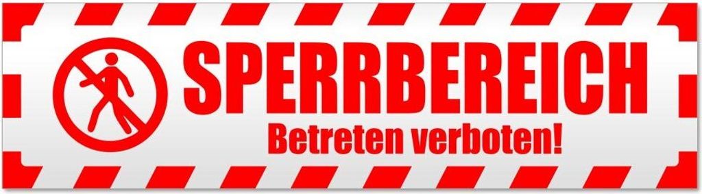 Kiwistar Sperrbereich betreten gestreift Magnetschild Schild magnetisch - 45cm Rot - Magnetfolie für Auto PKW Kfz