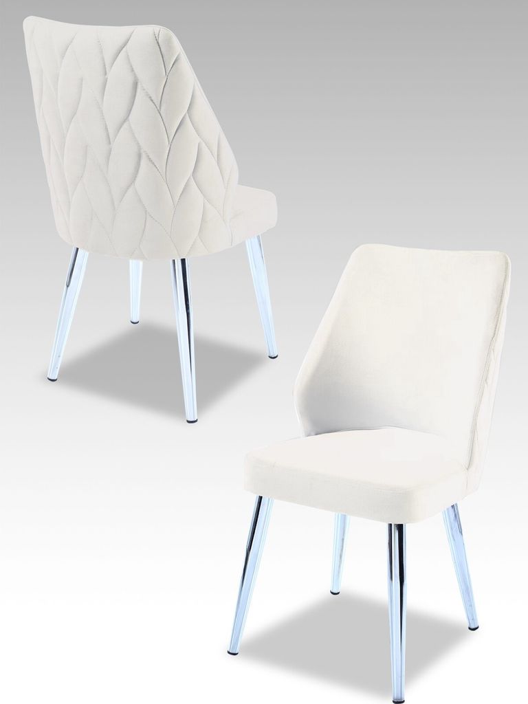 Skye Decor, Pufi - Cream, Chrome, Stuhlset (4 Stück), Creme, 100 % MELAMINBESCHICHTETE SPANPLATTEN, 48 x 90 x 43 cm