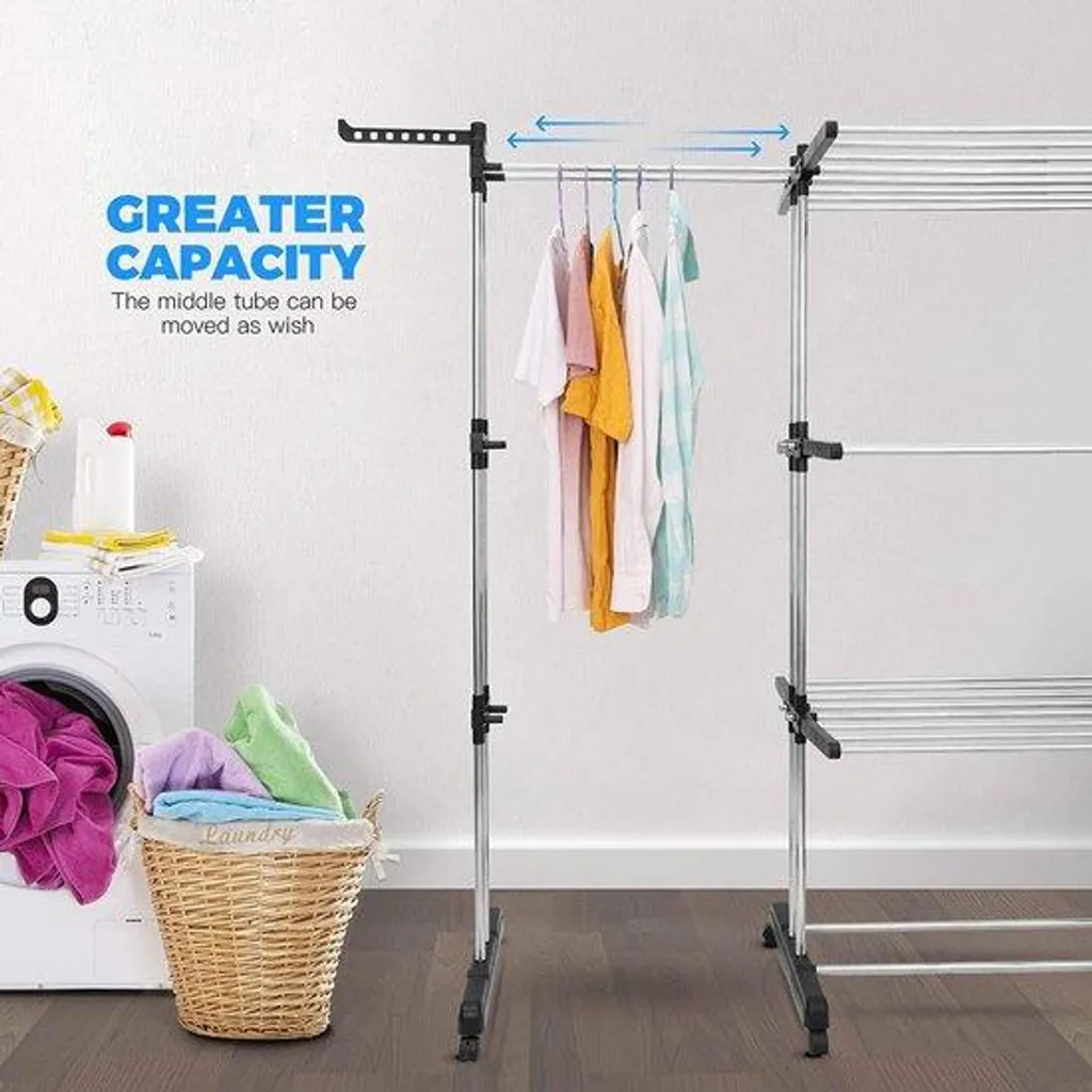 Étendoir à linge polyvalent en métal noir - Séchoir pliable pour balcon