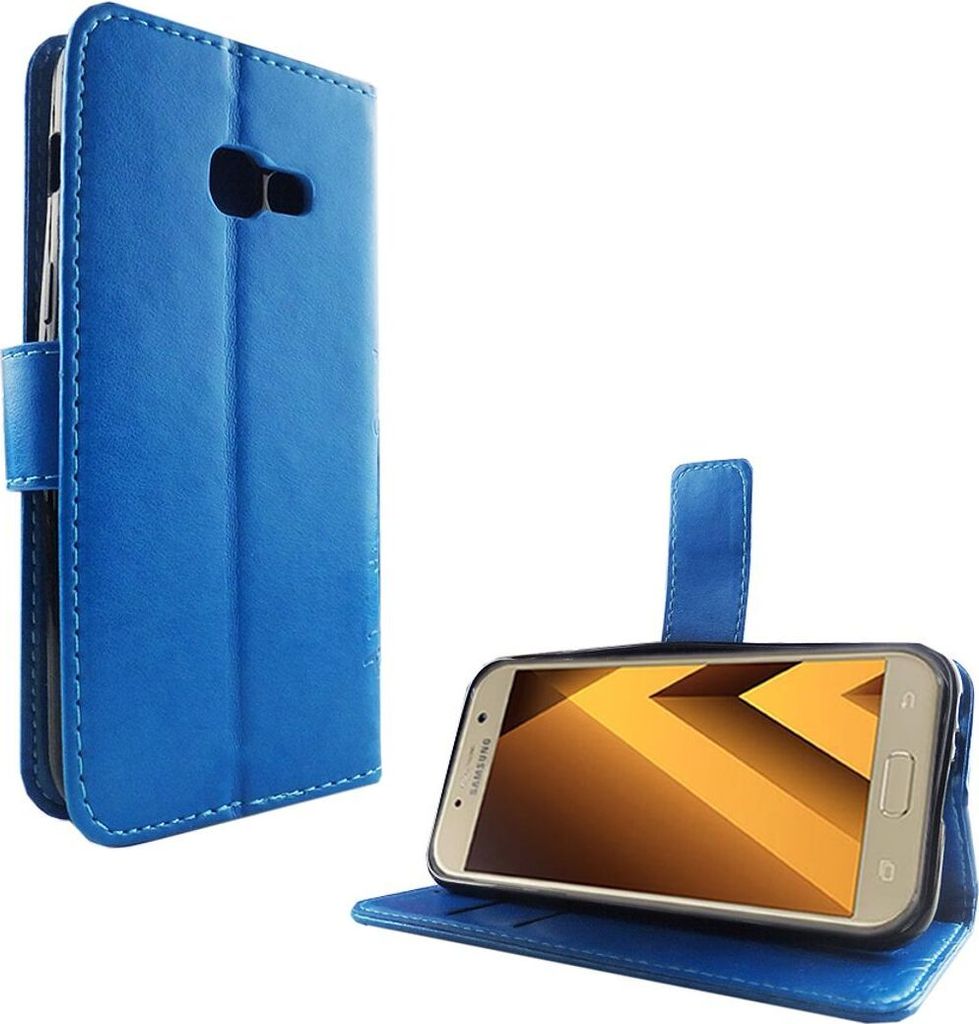 Schutz Hülle Blumen für Handy Samsung Galaxy A3 2017 Blau