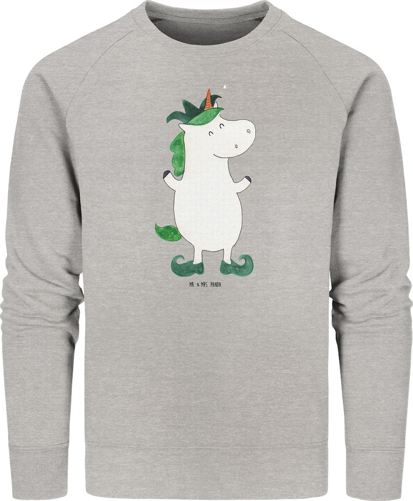 Mr. & Mrs. Panda Baumwoll Pullover Einhorn Joker Größe L - Heather Grey - Geschenk, Bio, Mittelalter, Sweater, Unicorn, Hofnarr, Einhörner, Kasp...