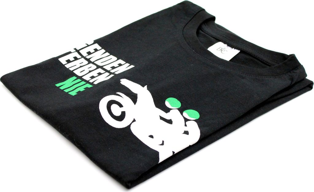 T-Shirt MZ Legenden sterben nie in Schwarz aus Baumwolle, Größe:XL