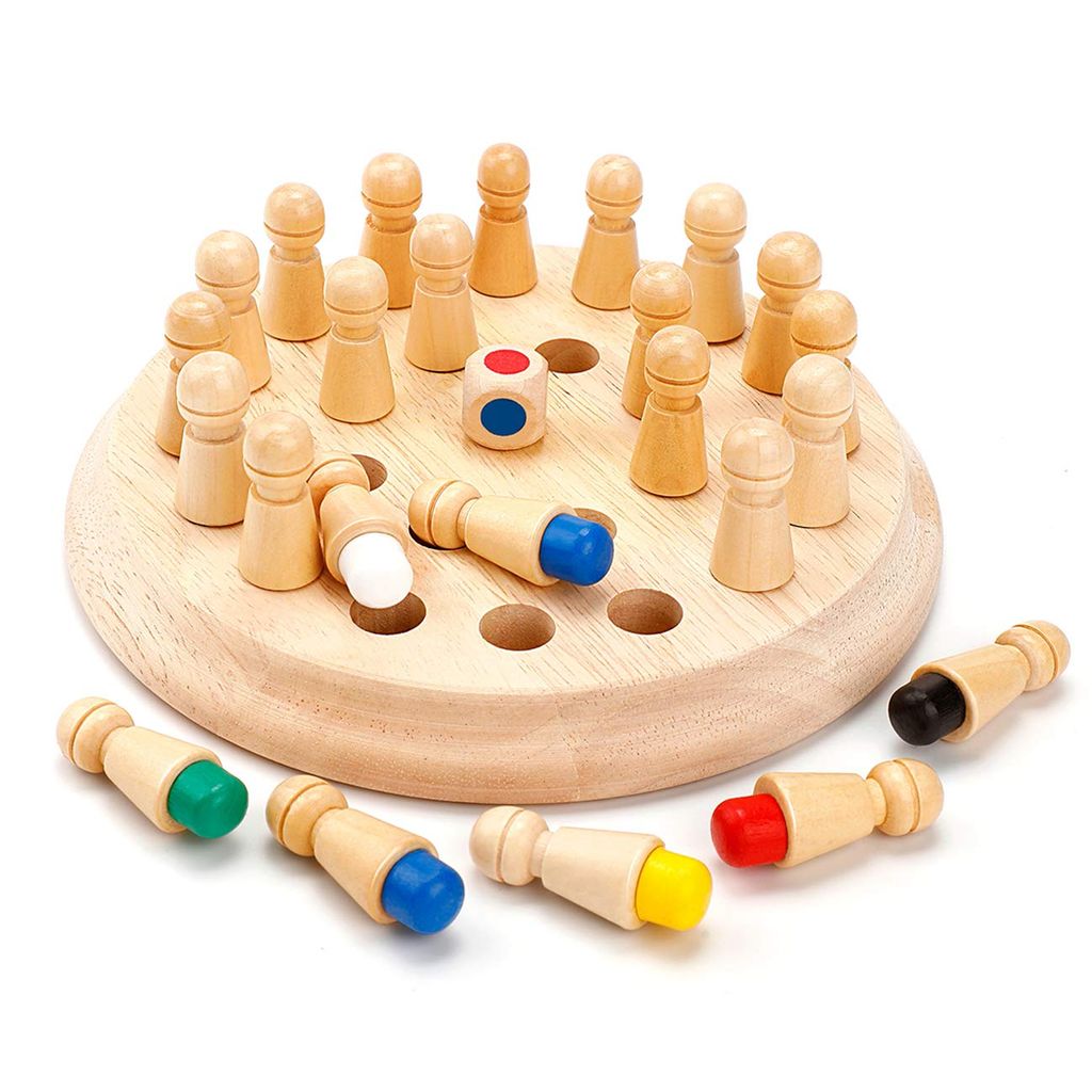 Holz Gedächtnis-Schach Schachspiel Lernspielzeug, Memory Match Stick Schach 