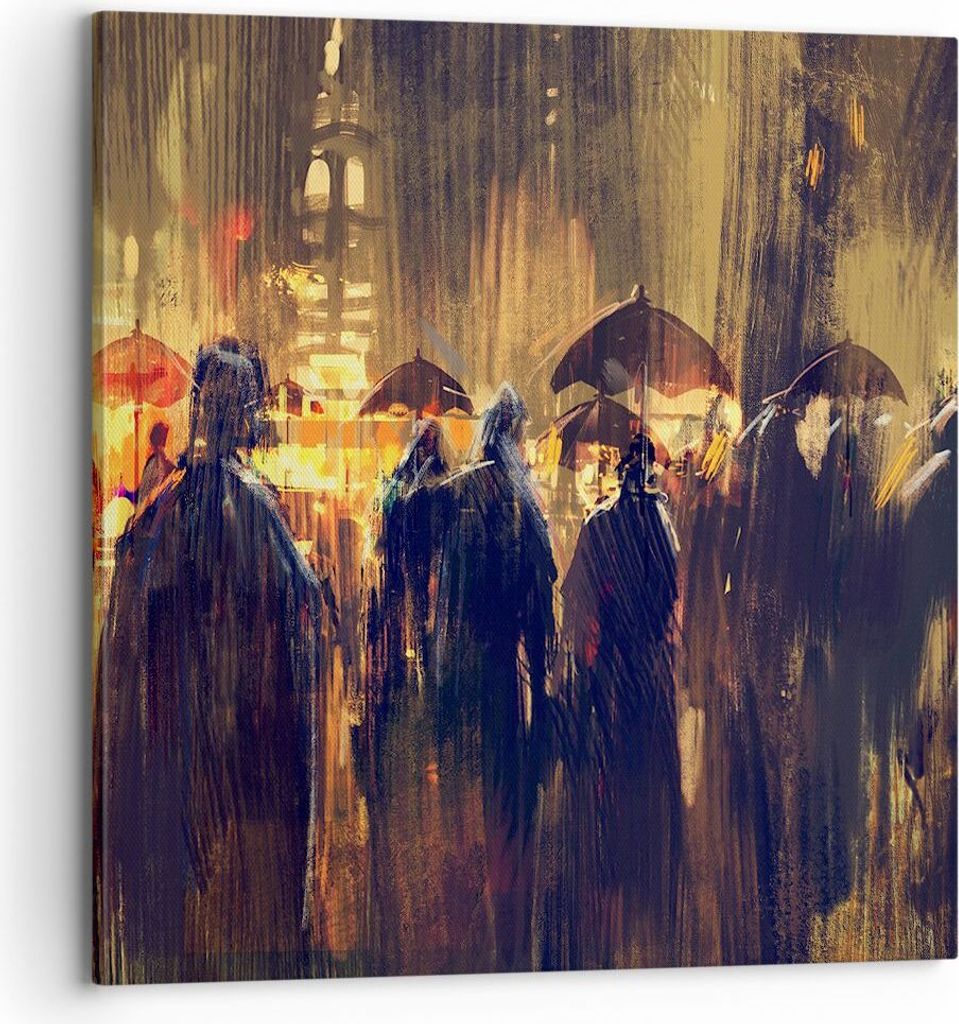 Bild auf Leinwand - Leinwandbild - Leute Regen so - 70x70cm - Wand Bild - Wanddeko - Wandbilder - Leinwanddruck - Bilder - Kunstdruck - Wanddekorat...
