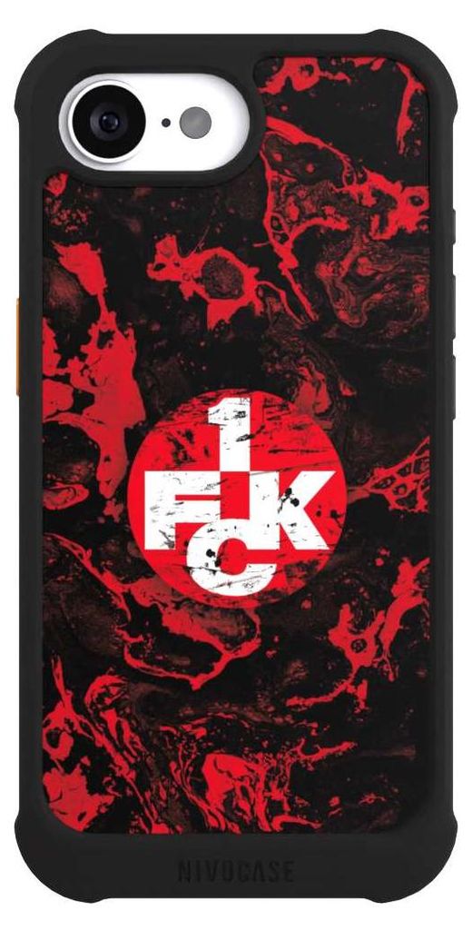 NIVOCASE Hülle für Apple iPhone 16e Stoßfeste Handyhülle NIVOmax Case Schwarz 1. FC Kaiserslautern 1. FCK Logo