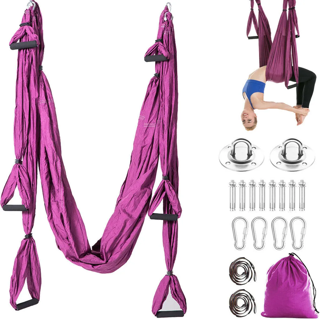 Hamac de Yoga Aérien Topchances Violet - Kit Complet Balançoire Inversion