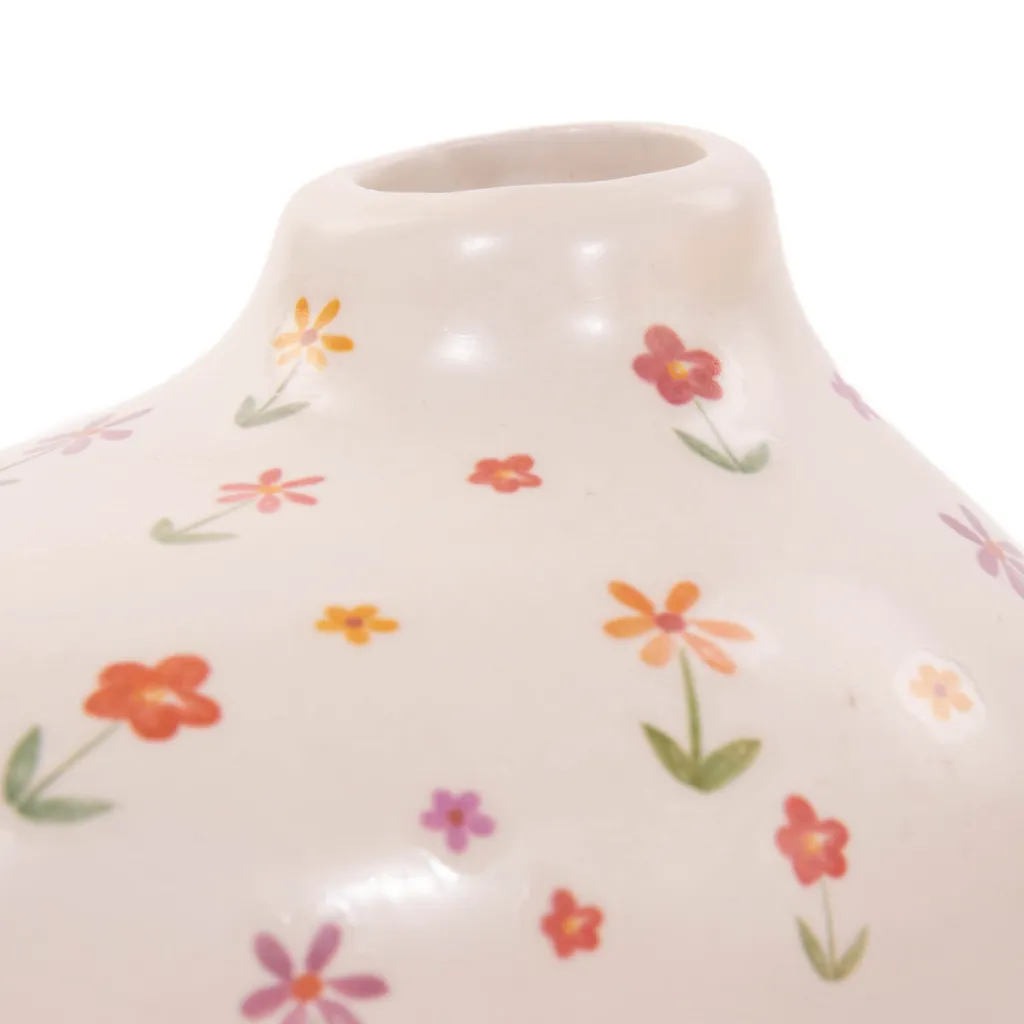 Petit vase à fleurs BLÜMI au design fleuri printanier, hauteur 15cm